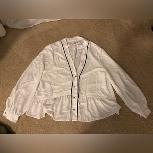 Topshop Ivory Blouse with Dark Accents